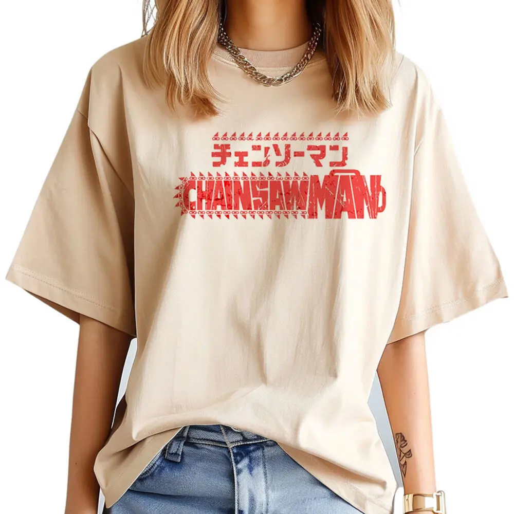 Chainsaw Man t shirt female aesthetic Gothic 2000s Grunge Colorful Graphic top tees Retro University women Vintage hip hop