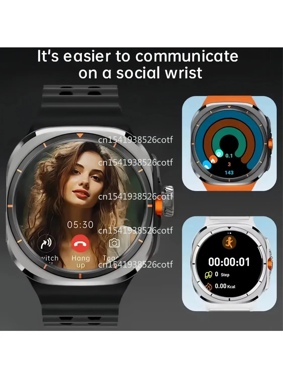 Carte SIM 4G U8 montre super intelligente 1.6 pouces 3 Go + 32 Go application d'appel BT téléchargement gratuit WIF