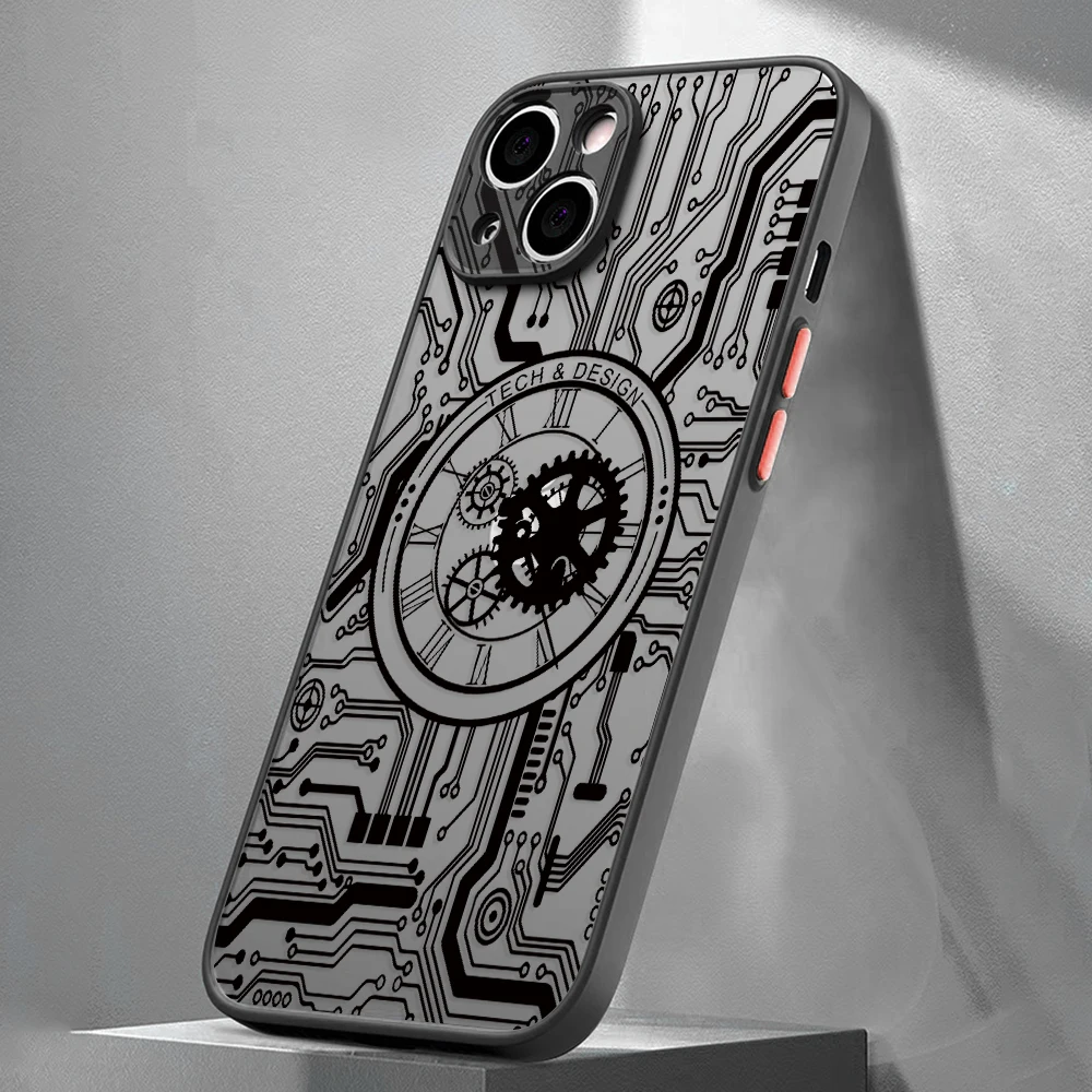 Hacker Mecha Circuit Phone Case for for Samsung Galaxy S25 S24 S23 S22 S21 Ultra Plus 5G FE Matte Clear Hard Cover
