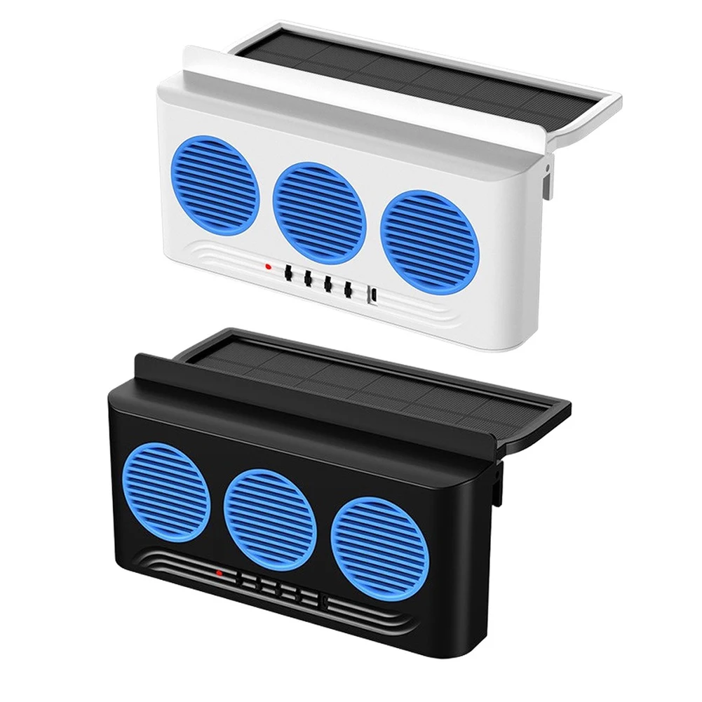 Solar-Powered Window Air Vent Fan For Exhaust Fan Ventilation And Cooling Car Radiator Fan With Three Air Outlets
