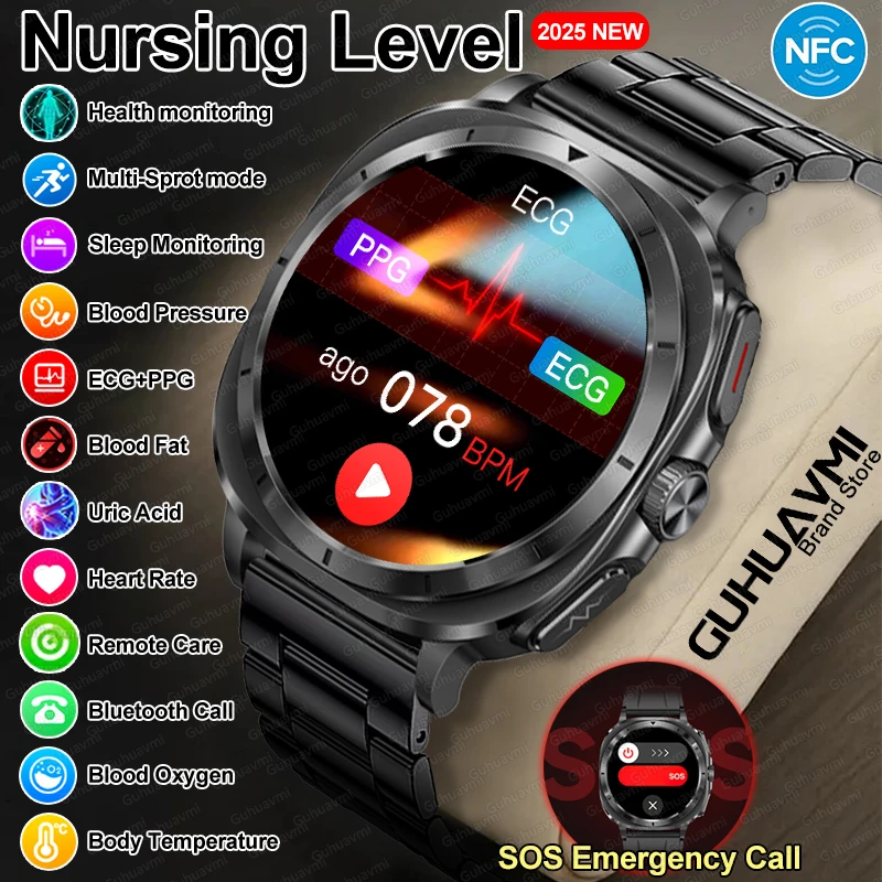 

Новинка 2024 года GUHUAVMI ЭКГ + PPG, мочевая кислота, кровяное давление, кислород в крови, анализ тела, умные часы, Bluetooth-вызовы, умные часы для мужчин