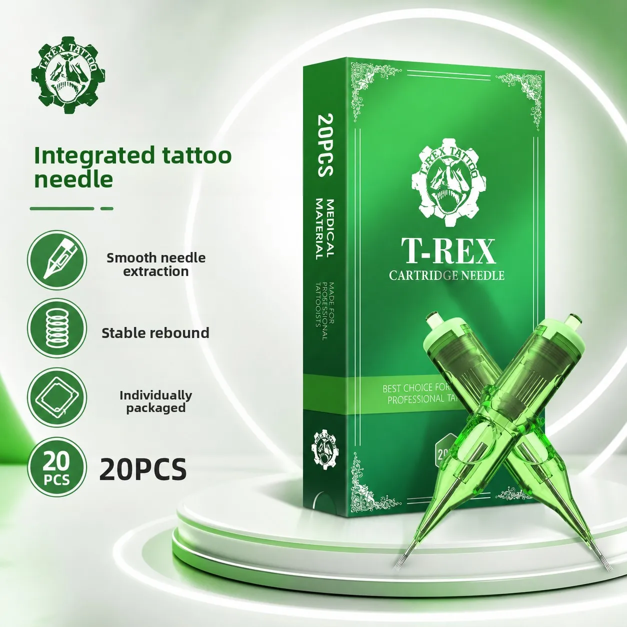 T-Rex Pattern Tattoo Needle Flat And Arc Row Integrated Needle Cutting Line Needle Rich Color Realistic Embroidery Needle