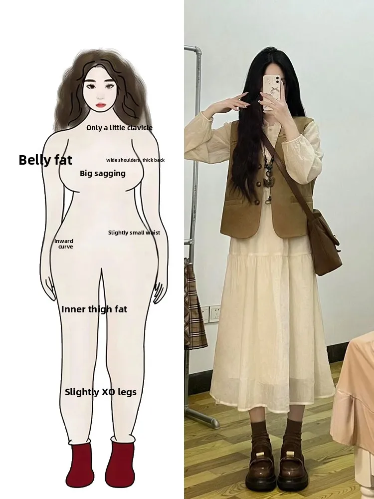 

Весенний модный комплект: платье-жилет для женщин больших размеров в винтажном стиле, многослойная одежда, удобный крой, круглый вырез, детали с пуговицами.