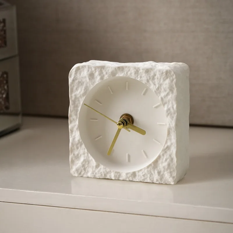 

Nordic Modern Table Clocks Creative Simple Silent Desk Clocks Stone Texture Artistic Small Size Desktop Clock Luxury Home Decor