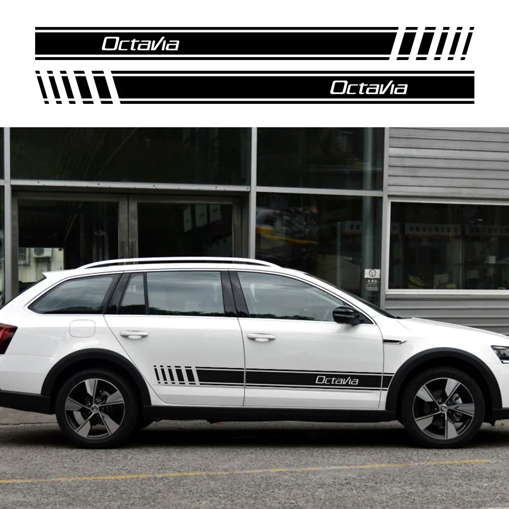 2PCS Car Side Stickers DIY Fashion Vinyl Decals Automobiles Exterior Decoration Tuning Accessories For Skoda Octavia 2 A7 A5