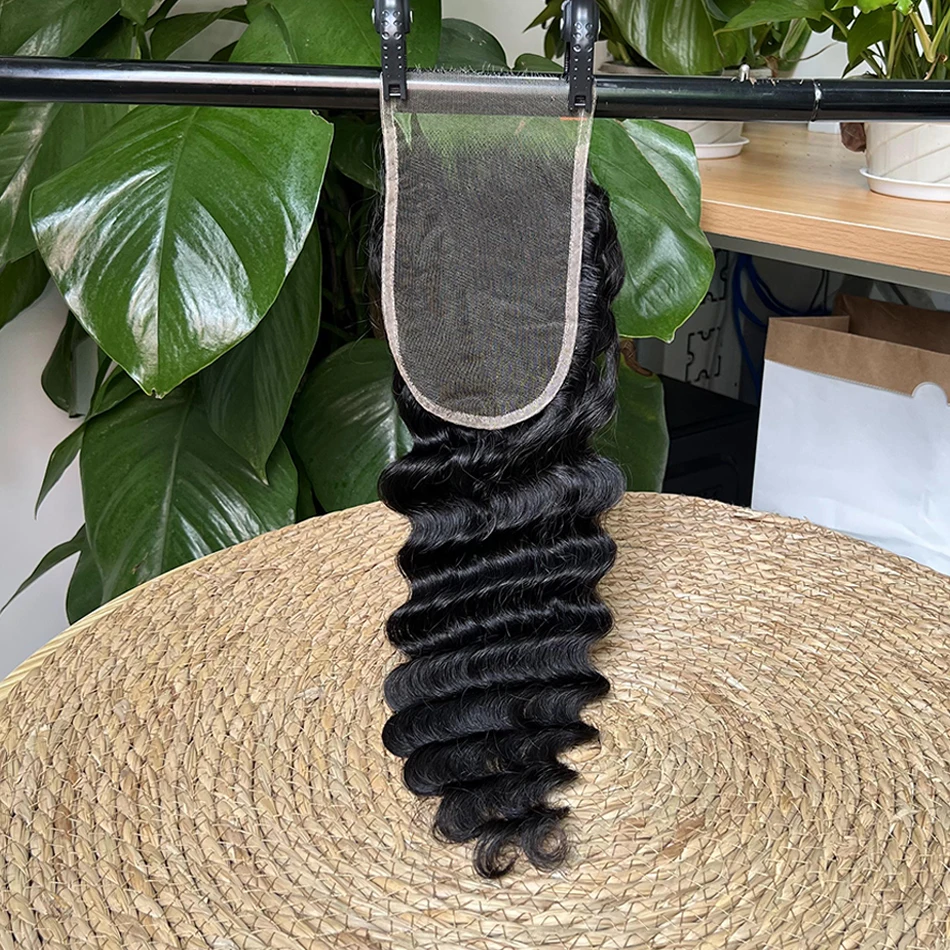 Глубокая волна 4x6 Невидимая HD кружевная застежка Человеческие волосы Предварительно выщипанные отбеленные узлы Кружева Натуральный черный цвет 100% необработанные человеческие волосы