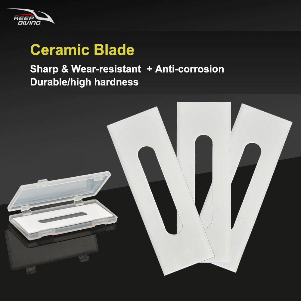 3PCS/lot Replaced Blades for KEEP DIVING Cutting Special Knife Line Cutter Ceramic/Titanium Plated/Stainless Steel Blade Secant view 2