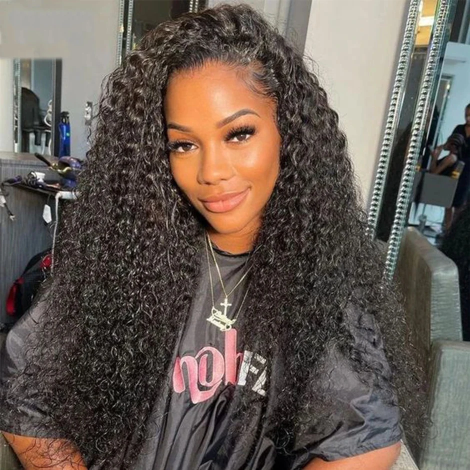 

Kinky Curly 13x4 Lace Frontal Human Hair Wigs For Women Pre-plucked With Baby Hair Deep Curly Lace Closure 32Inch YAWAWE Wigs