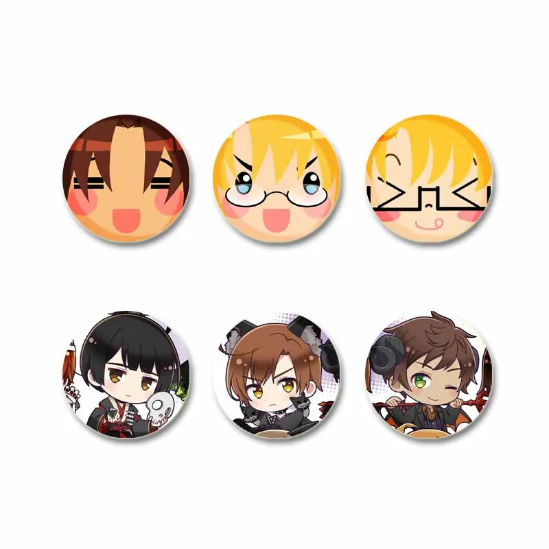 Hetalia Anime Soft Button Pin Cute Cartoon Character Chibi Brooch Round Snap-in Badge Bag Clothes Decor Accessories Jewelry Gift