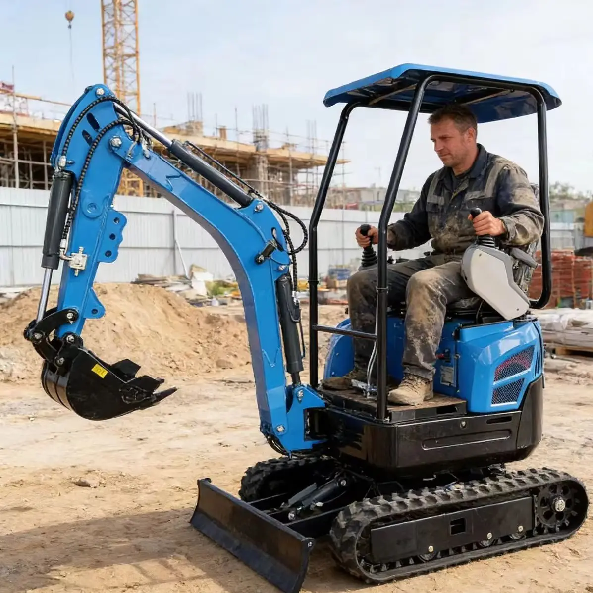 

Мини-экскаватор 1.5 тонны с нулевым выносом задней части, настраиваемый, с отвалом-бульдозером и кондиционером, в продаже