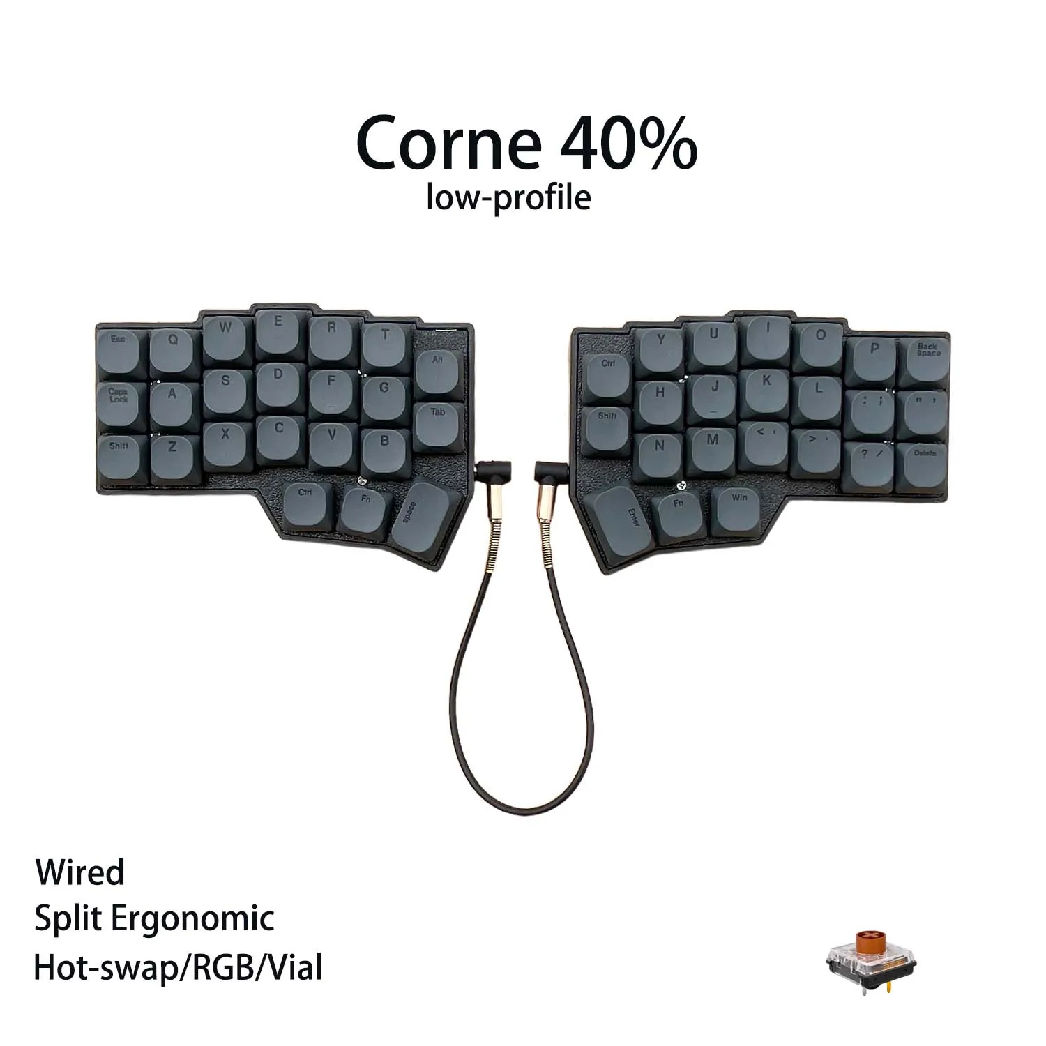 CHOC Corne Laag profiel gesplitst mechanisch toetsenbord Bedraad Hot-swap Kaih Chocalate V1/V2 Schakelaar Bedraad RGB VIAL Programmeerbaar