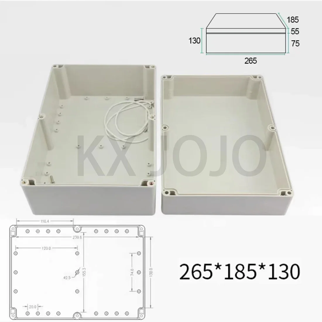 

Plastic Waterproof Box 185*130*265mm Outdoor Monitoring Power Shell ABS Terminal Junction Box Lithium Battery Shell Buried Box