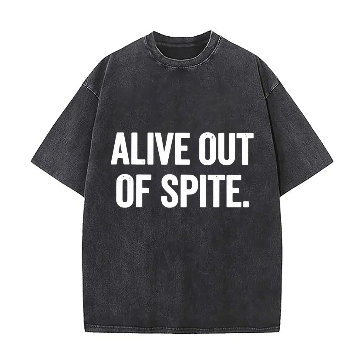 Alive Out Of Spite Typography Distressed Faded Baggy Streetwear Tops for Park Hangouts
