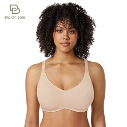 Women's Plus Size Seamless Bra Unlined Underwire Supportive Full Coverage Comfort T-shirt Bras For Women D DD E F