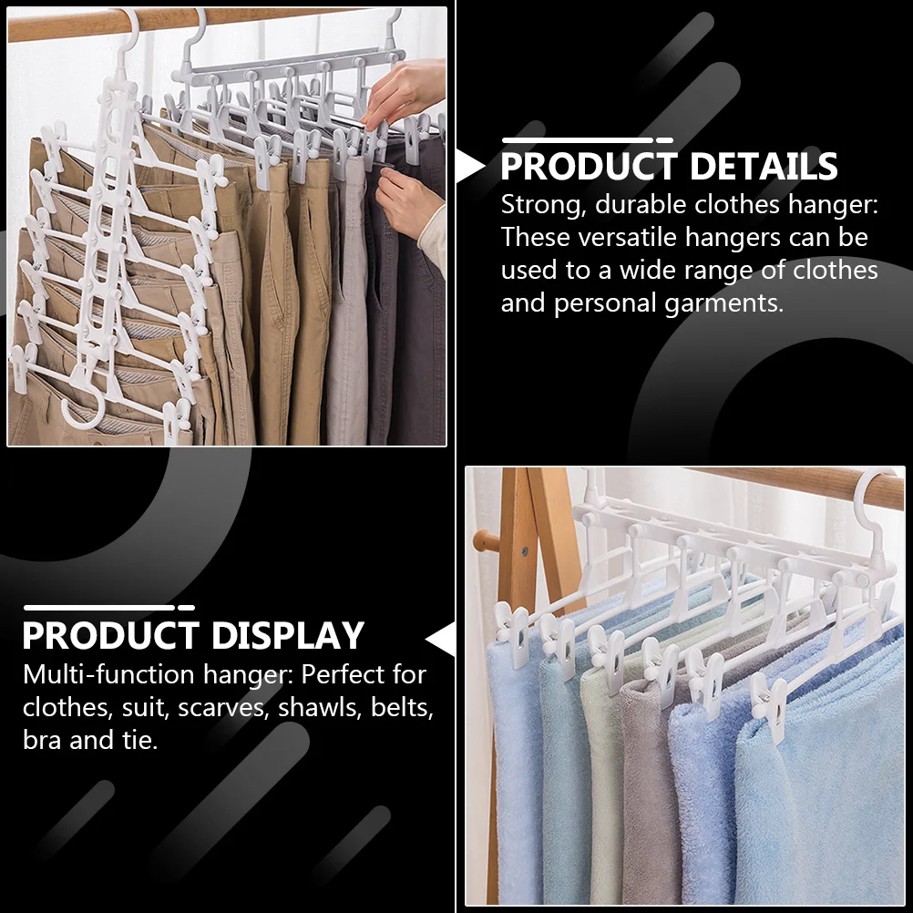 

1pc Multifunctional Pants Hanger Foldable Clothes Rack Clips For Skirts Suits Ties Scarves 360 Organizer Plastic