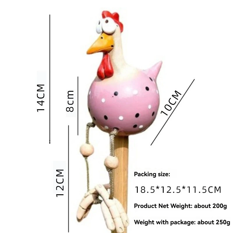تمثال دجاج من الراتنج ذو عيون كبيرة - ديكور حديقة غريب الأطوار، زخرفة نحت الفناء