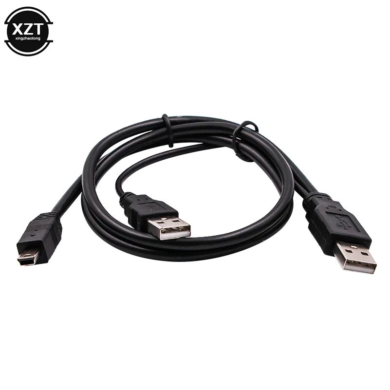 2 in 1 USB 2.0 Double A Type 2A Male to Mini 5 Pin Male Y Cable For 2.5\