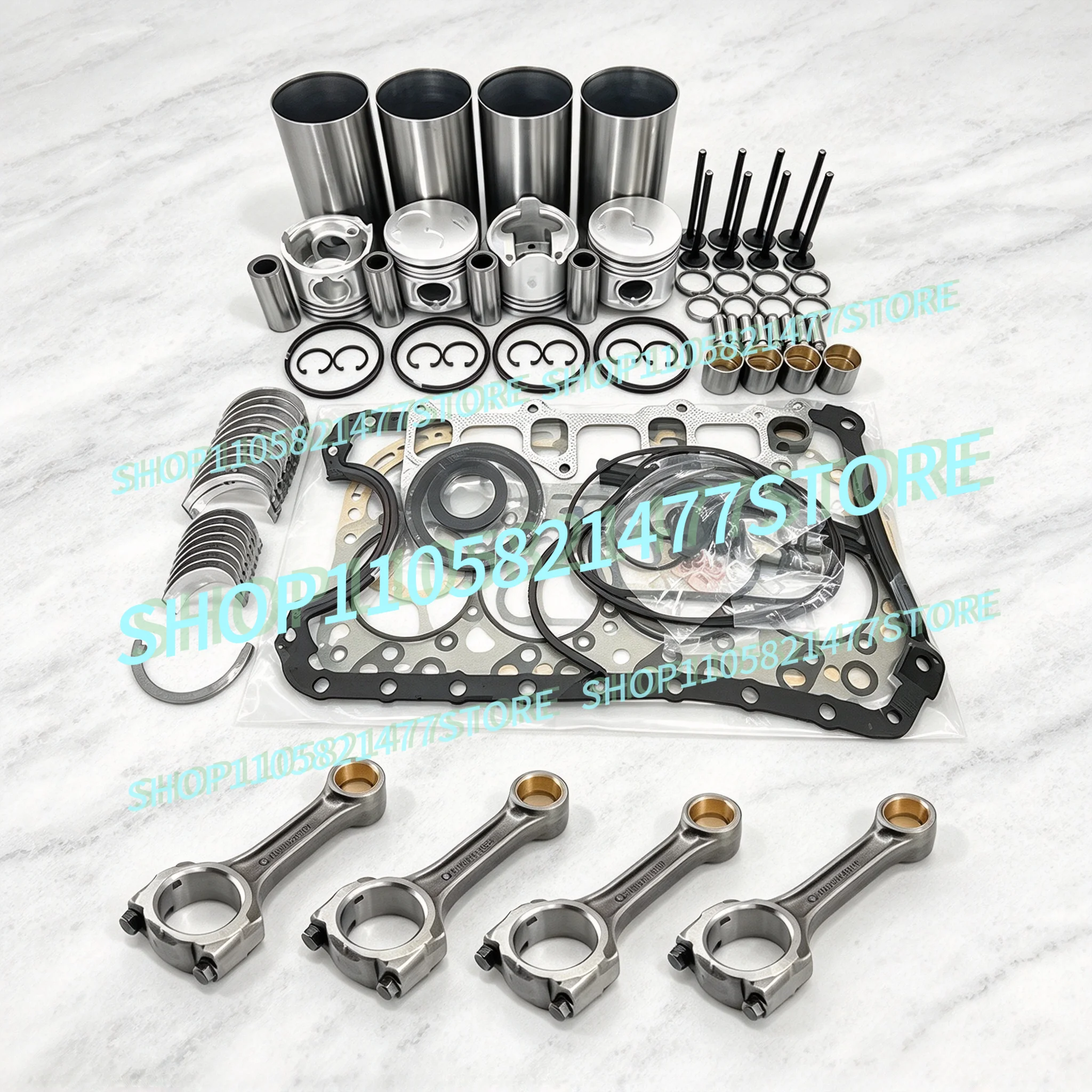 For 4JG2 Overhaul Rebuild Kit Piston Set 8-97073-647-1 Cylinder Liner Full Gasket Set Main Bearing 95.4*2.5+2+4mm