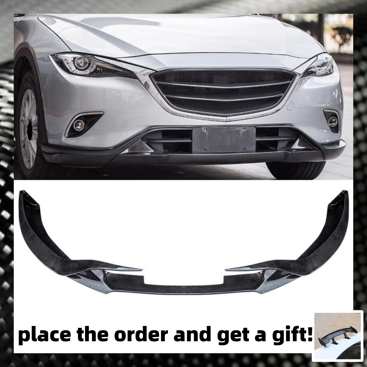 

Real Carbon Fiber Front Shovel for Mazda CX-4 2016 2017 2018 2019 Convert New Style Front Lip Anti-collision Bumper