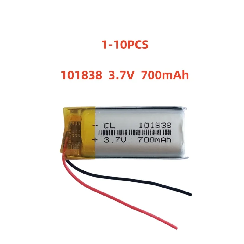 

1-10 Pcs 101838 3.7V 700mAh Lithium Polymer Battery For MP3 MP4 GPS DVR LED Lights Bluetooth Speaker Recording Pen Toys
