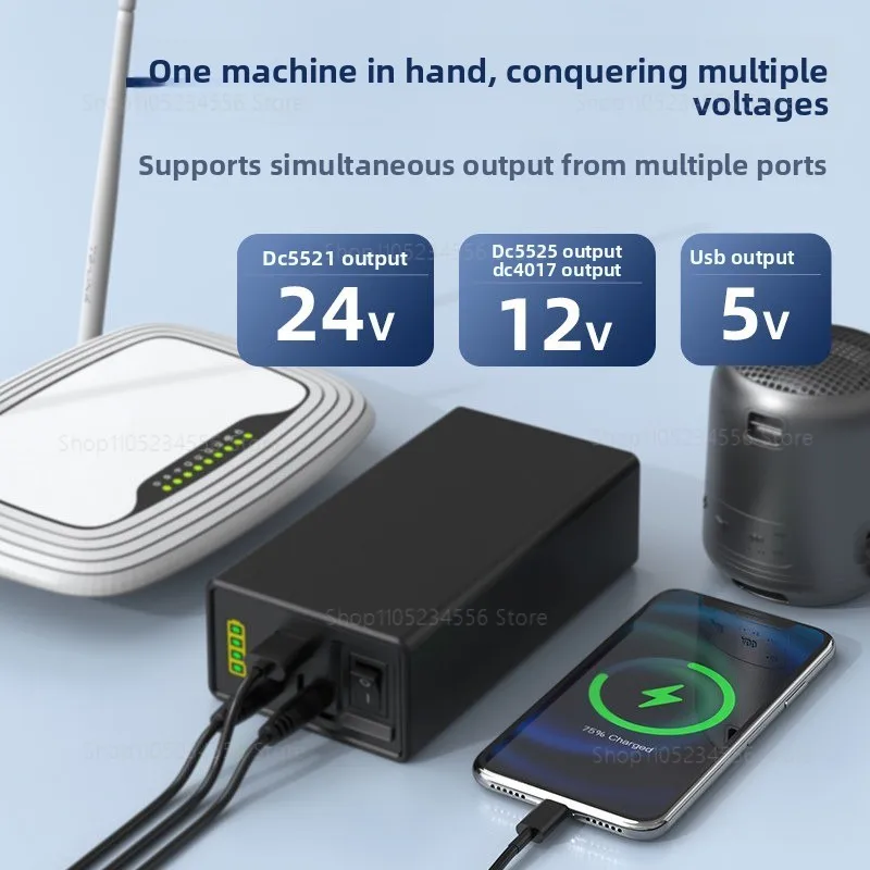 

24V Multi Function Power Bank 12V 5V Lithium Battery High Capacity UPS Uninterruptible Power Supply Compact Size