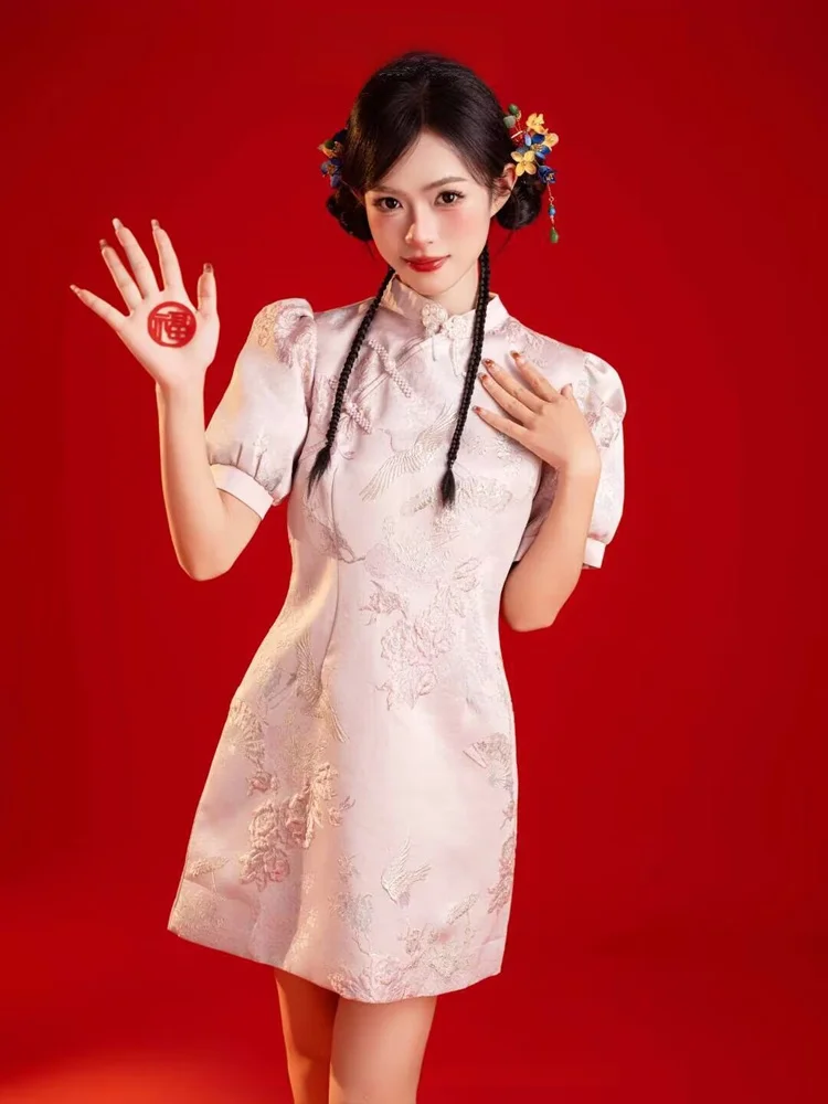 

New Year Theme Pink Photography Costume Art Photo Shoot Chinese Style Sweet Girl Artistic Portrait Photography Clothes