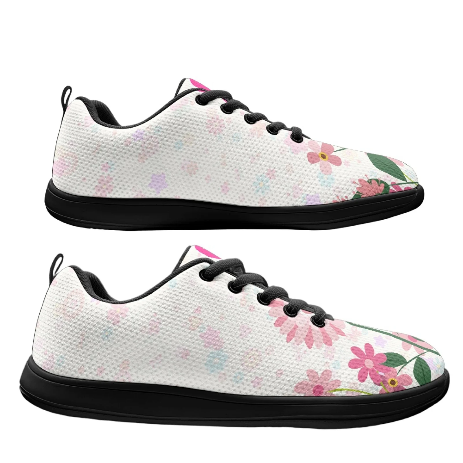 PENSTROLL Pink Floral Awareness Ribbon Quick Dry Barefoot Walking Shoes for Mens Mesh & EVA Non Slip Running Sneakers