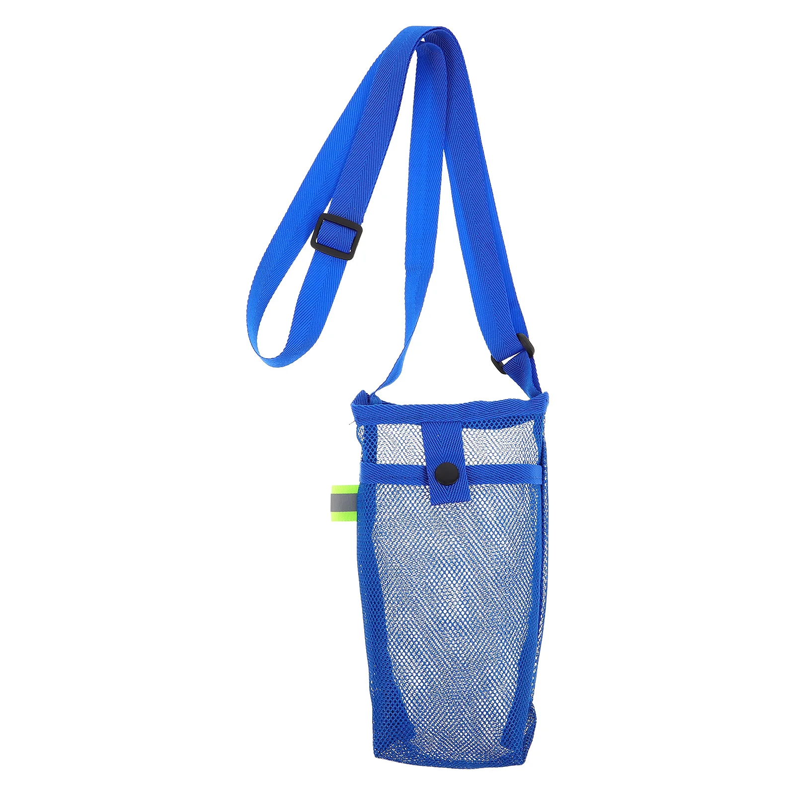

Blue Portable Water Bottle Holder Bag Adjustable Shoulder Strap Sports Accessories for Hiking Traveling Camping Mesh Carrier