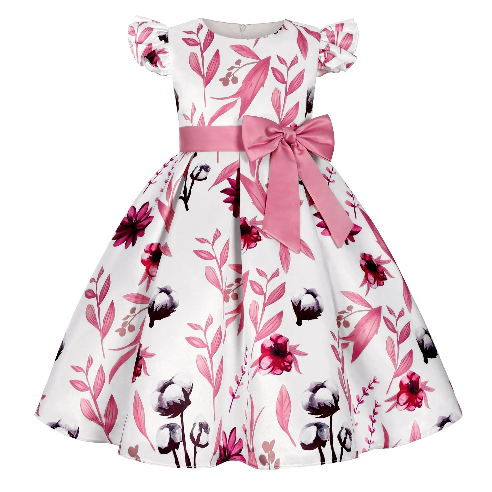 New Flowers Girls Dress Summer Big Bow Sleeveless Fashion Princess Dress Birthday Gift 3 4 5 6 7 8 9 10 Years Old Kids Clothes