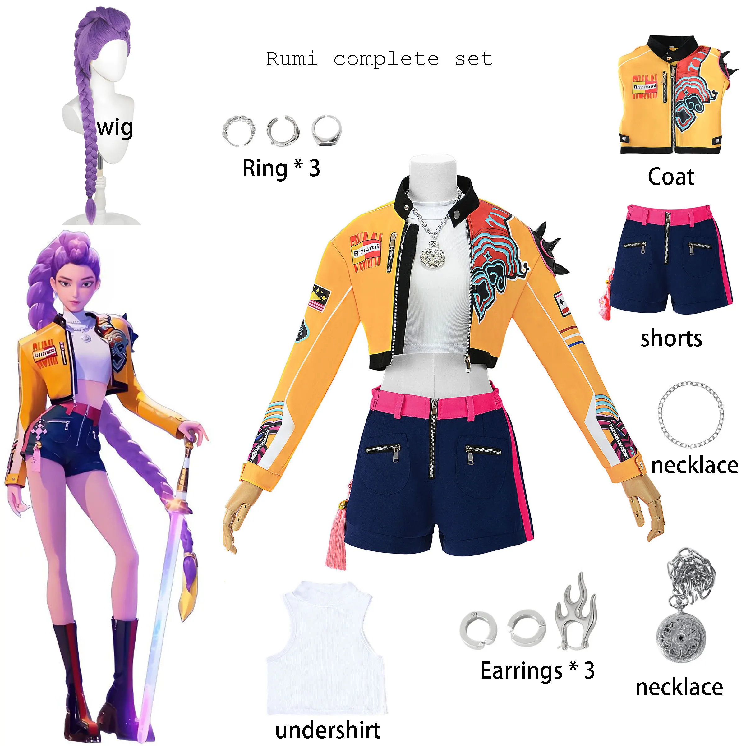 

Halloween Magic Hunting Ensemble cos Costume Korean Wave Women's Ensemble K-POP Rumi Role Play anime Cosplay Costume