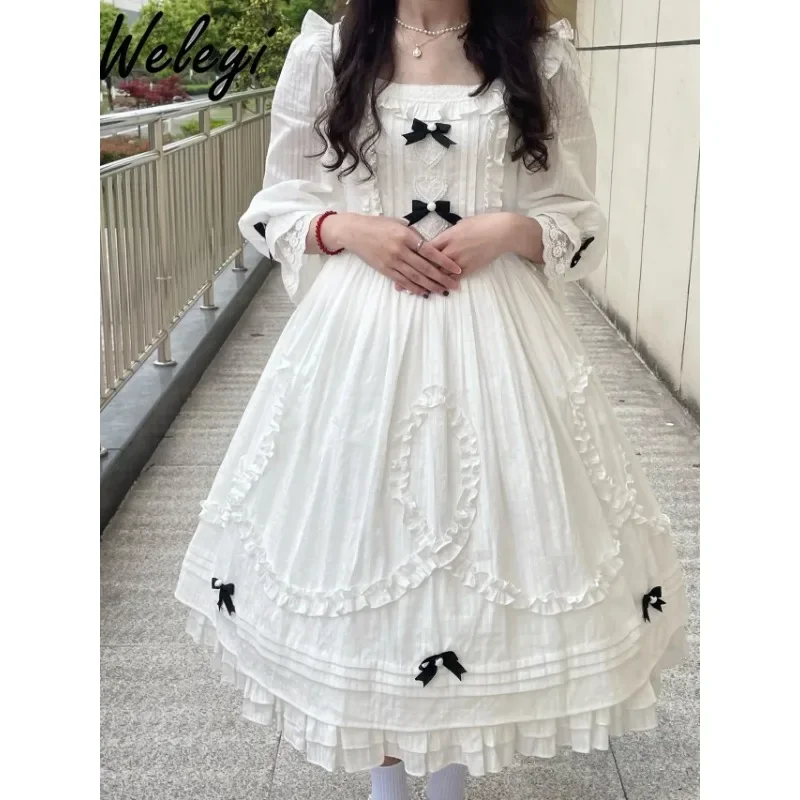 

Jirai Kei Clothes 2024 Autumn and Winter Classic Daily Lolita Girl Dress 2024 Spring New Sweet Cotton Dresses Vestidos De Mujer