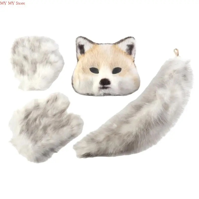 N1He 3pcs Halloween Foxes Trajes para adultos figurinos animais adultos acessórios cosplay