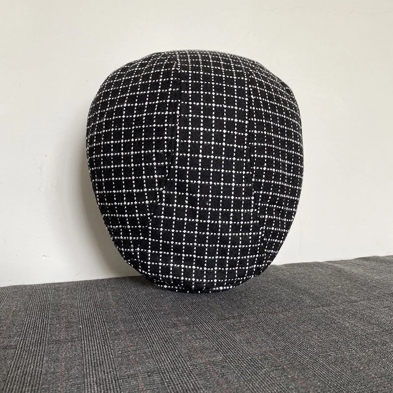 Men Berets 2021 Spring Autumn Men Newsboy Hat Women Retro England Hat Men Hats Black Plaid Peaked Painter Caps BJM95