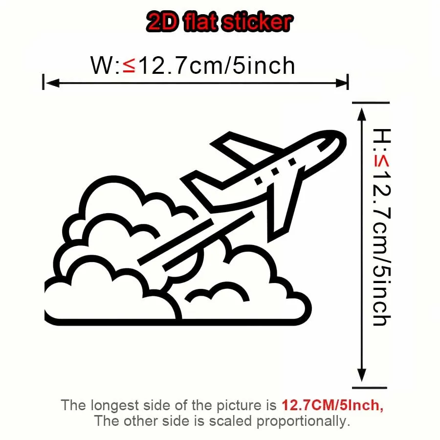 1Pc 2D Flat Airplane Cloud Line Vinyl Sticker, Waterproof Self‑Adhesive Decal For Car Laptop Decor, Holiday Gift