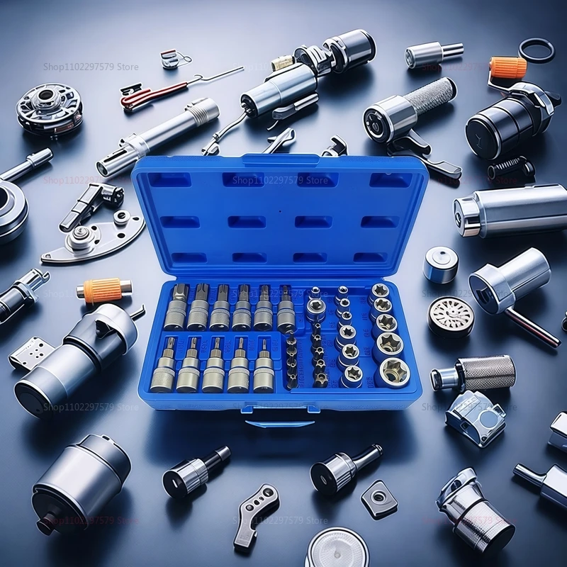 34 قطعة محرك مجموعة مقابس مع 3/8 و 5/16 بوصة بت توركس ستار مآخذ النجوم الخارجية لإصلاح السيارات الميكانيكية