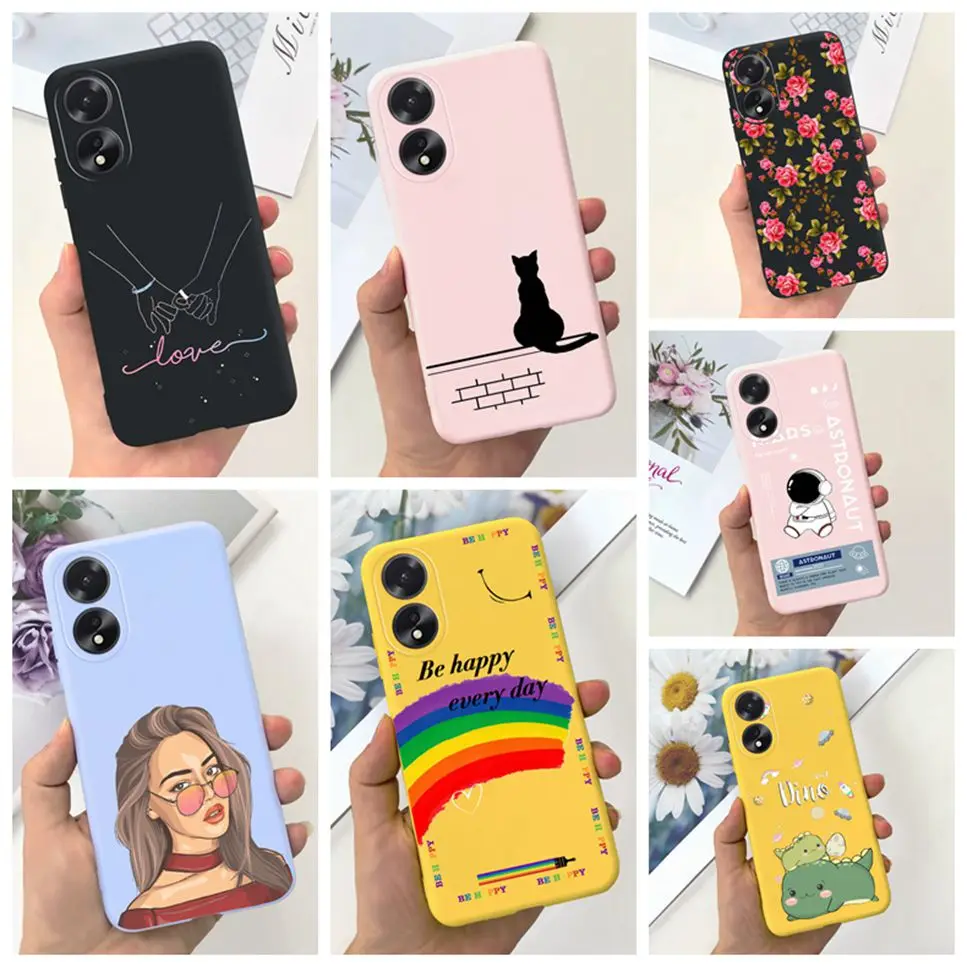 For OPPO A38 Case A 38 Phone Cover Fashion Girl Painted Soft Silicone TPU Back Shell for Oppo A38 A78 4G Shockproof Bumper Cases