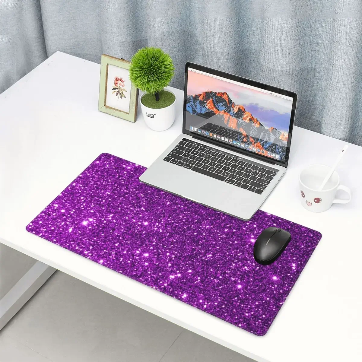 Large Mouse Pad Purple Sparkly Glitter Gamer PC Laptop Mats Keyboard Carpet Computer Gaming Office Accessories Desk Mat