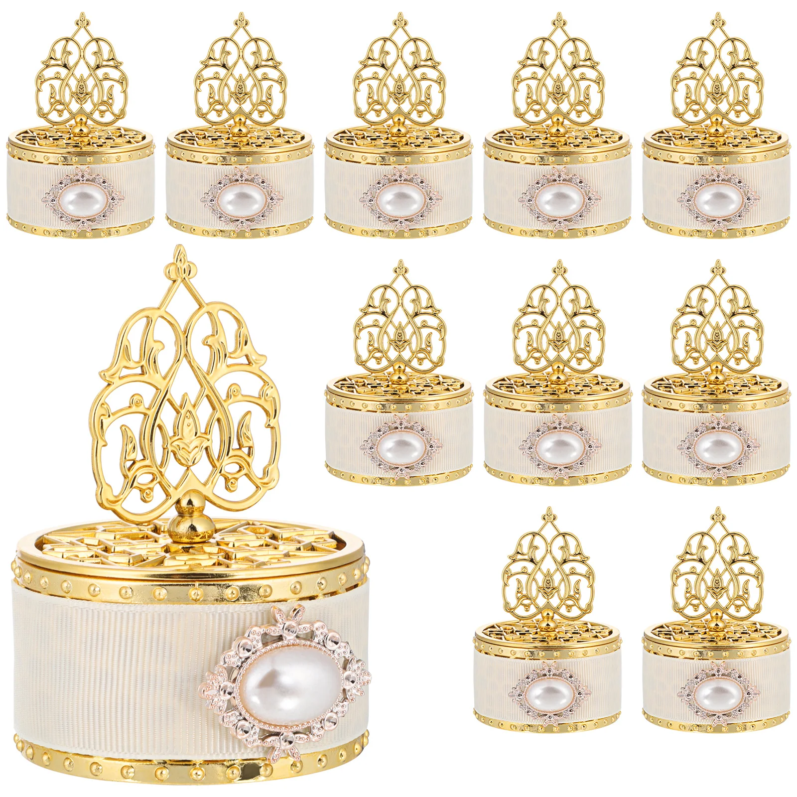 

12pcs Candy Boxes Bead Decorated Favor Containers Plastic Wedding Party Treat Gift Boxes Birthday Decorations