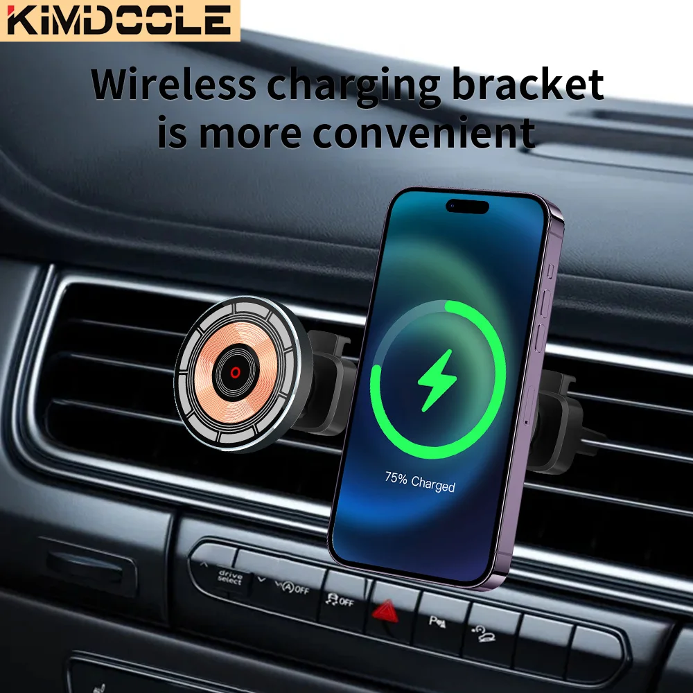 Kimdoole Wireless 15W Fast Car Charging for Magnetic Phone Air Vent Car Mount Hands Free Car Cell Phone Holder