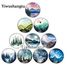 Beautiful scenery Landscape forestlake leisure8/10/12/14/1618/20/25/30 Round photo glass cabochon demo flat back Making findings