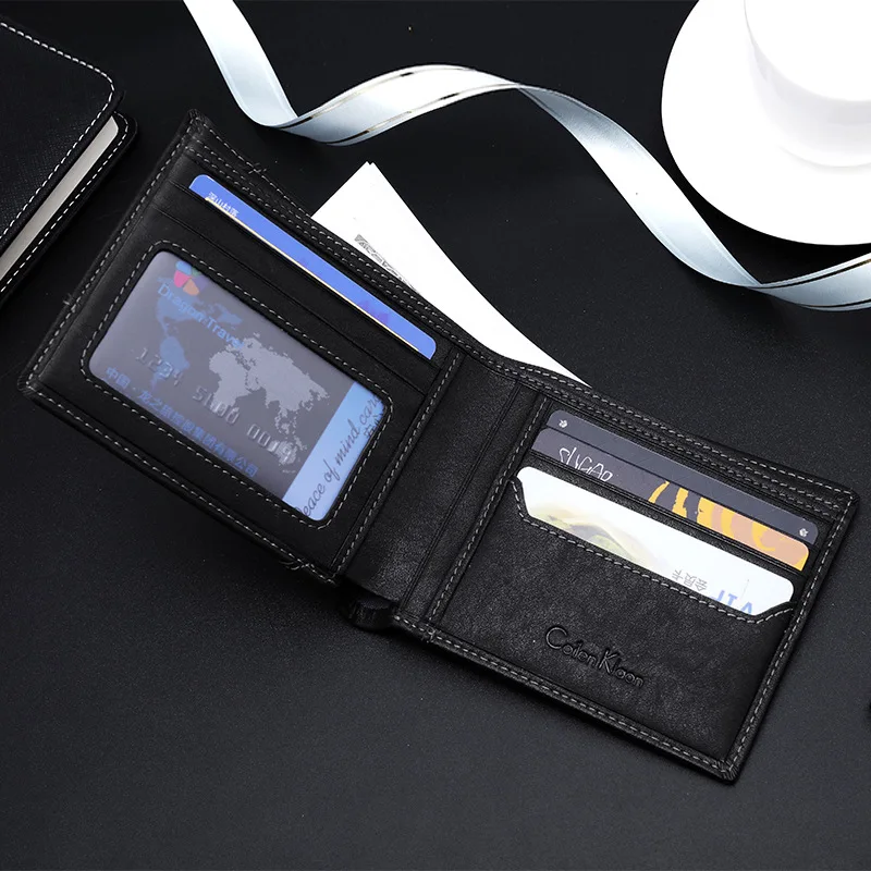 Men's Wallet cow Leather Purse Fashion Men Short Wallet Business Credit Card Holder Male Small Money Bags Stitching pattern