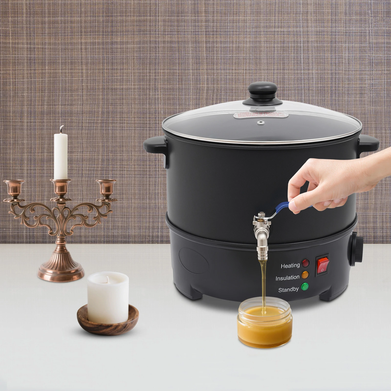 

Черный 31,5*30 см расплавитель воска электрический плавильный котел для воска с регулируемой температурой расплавитель воска из нержавеющей стали с изготовлением свечей