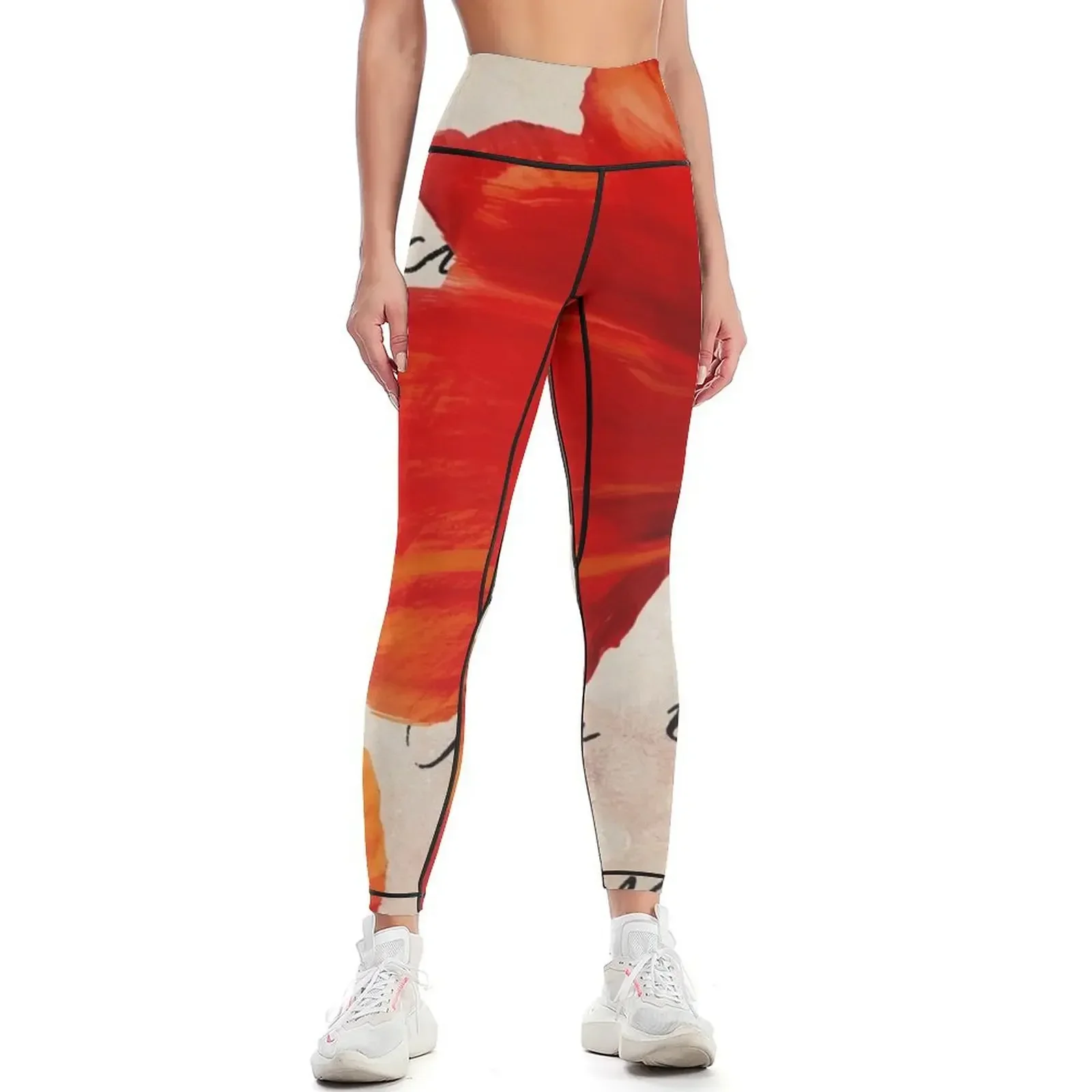 

Coquelicots Rouge II Leggings for fitness sporty woman gym sportswear for gym flared Womens Leggings