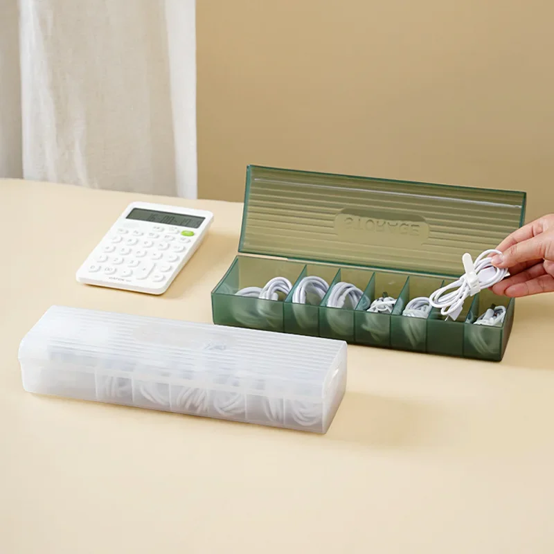 Cable Storage Box Organizer Charger Cord Storage Box with 7 Compartments Reusable Data Cable Storage Case for Home or Travel