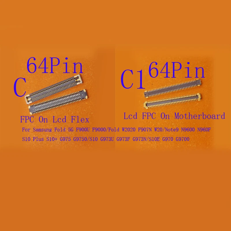 1-20 шт. разъем FPC дисплея USB-разъем для зарядки ЖК-дисплея для Samsung Galaxy G975 Fold G973 S10E G970 Note 9 S10 Plus 34 54 64 Pin