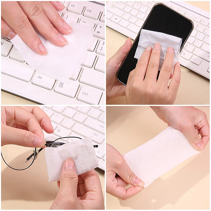 30 Sheets Portable Canned Wet Wipes Children Barreled Cans Cleaning Cloths Creative Cartoon Chain Cute Small Bell