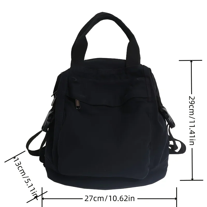 Solid Color Retro Backpack For Women, Japanese Style Simple Large Capacity Backpacks For Middle And High School Students
