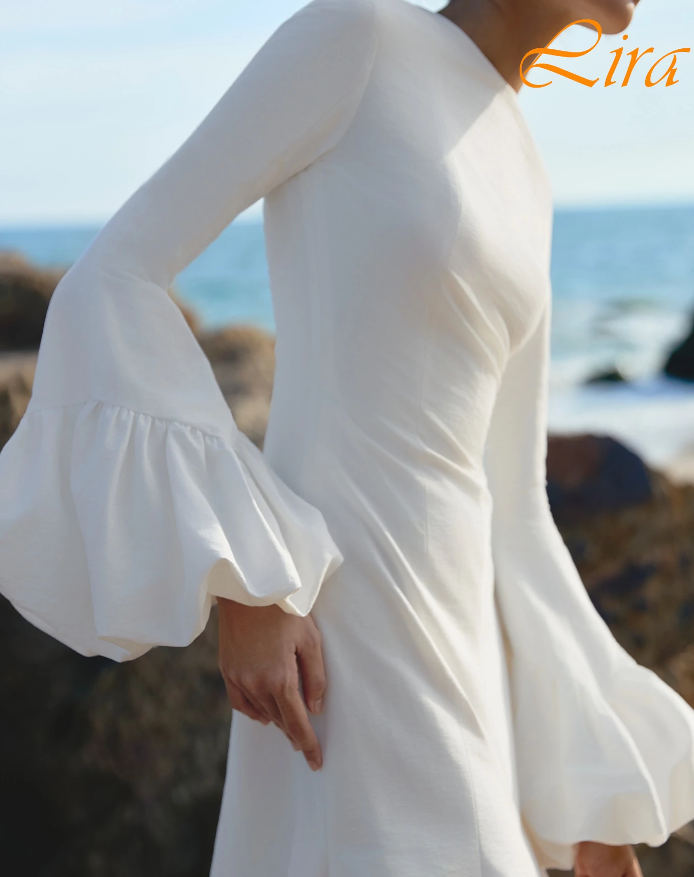 Abito da sera elegante a maniche lunghe girocollo a-line personalizzato Abiti da celebrità delicati Abito da festa formale moderno di alta qualità