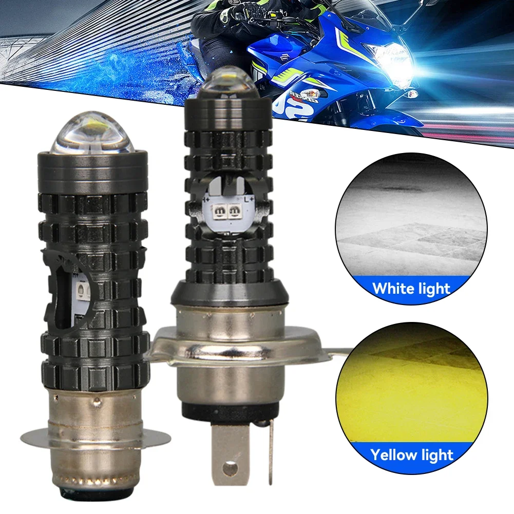 1Pc Motorcycle  Accessories DC12V-80V LED Motorcycle Light H4 P15D Dual Color Head Lamp 3000K/6000K Auxiliary Spotlight Lamp