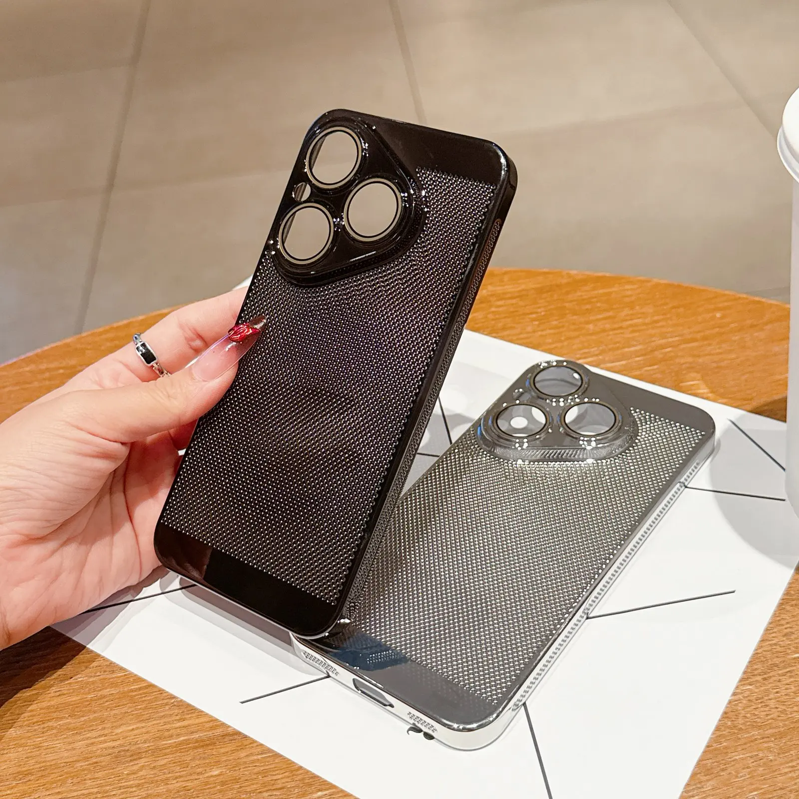 تصفيح تبديد الحرارة تنفس شبكة الحال بالنسبة لهواوي بورا 80 70 P60 الفن P50 كاميرا حماية جوفاء شبكة الصلب الغطاء الخلفي